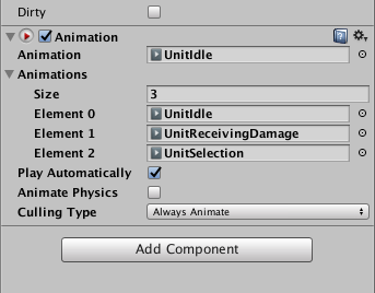 Add animation clips to the Animation component